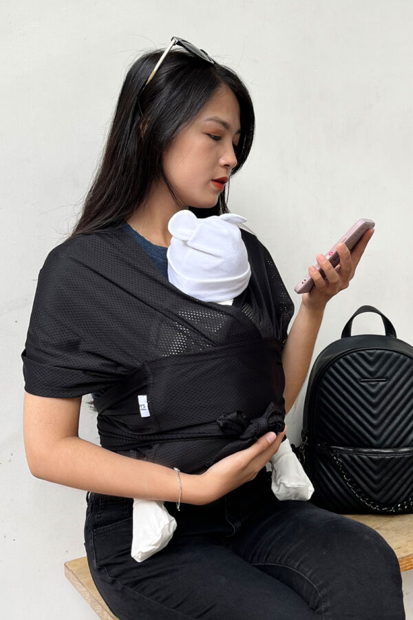 Địu vải lưới cho bé - Địu em bé Jumysie màu đen - Hình ảnh 6