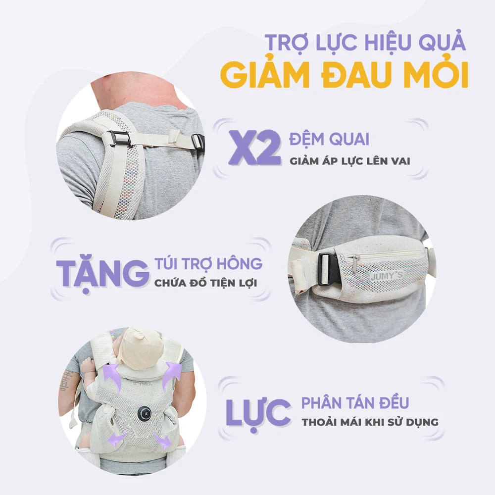 Địu Trợ Lực Ultra Mesh U8 Jumysie - Vải Fly-knit 5D Thoáng Khí - Ảnh 10