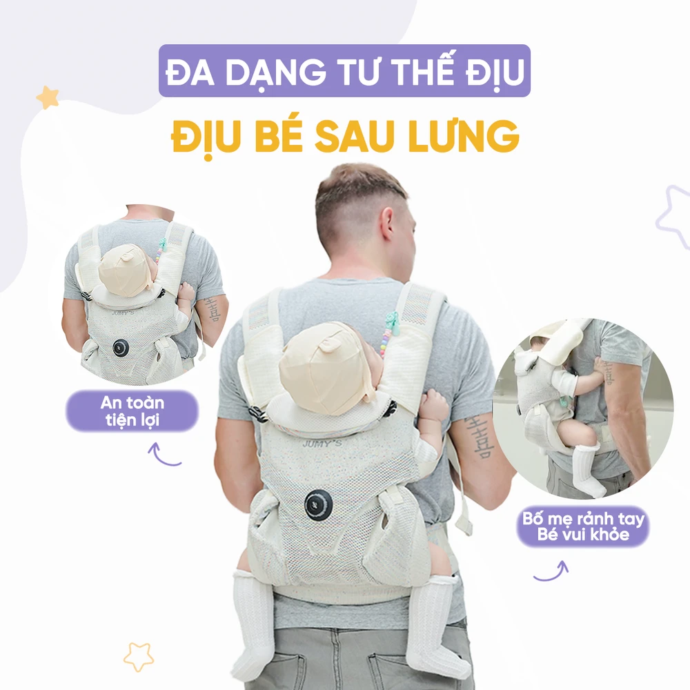 Địu Trợ Lực Ultra Mesh U8 Jumysie - Vải Fly-knit 5D Thoáng Khí - Ảnh 6