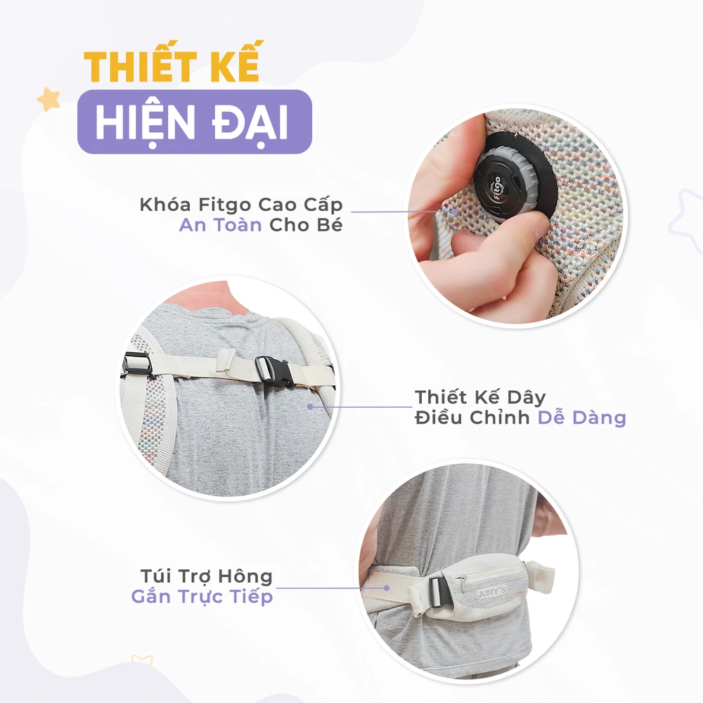 Địu Trợ Lực Ultra Mesh U8 Jumysie - Vải Fly-knit 5D Thoáng Khí - Ảnh 9