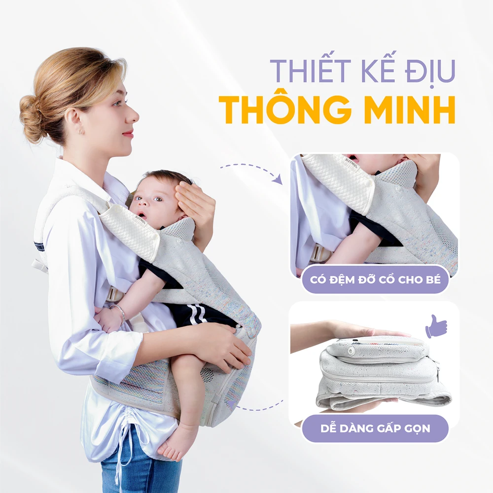địu ngồi gấp gọn f8 jumysie vải fly-knit 5d cao cấp