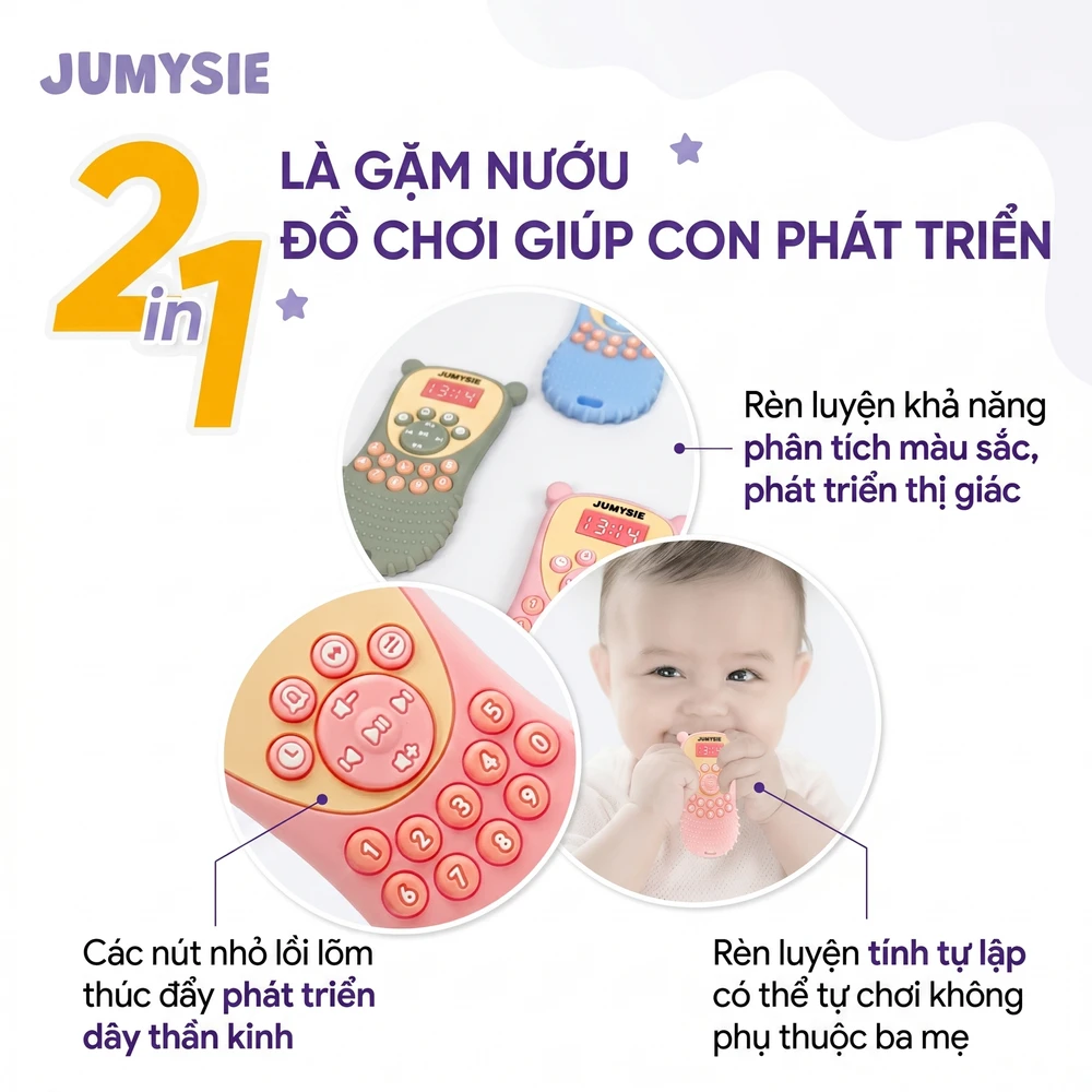 Gặm Nướu Điều Khiển Jumysie Silicone Y Tế - 3 Màu Đẹp - Ảnh 3