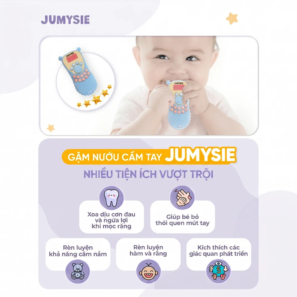 gặm nướu điều khiển jumysie silicone y tế an toàn cho bé