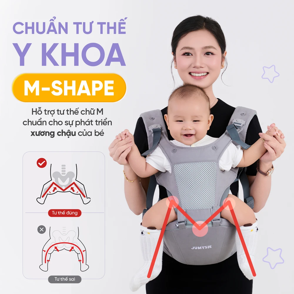 Địu Ngồi Cho Bé M8 Jumysie - 4 Tư Thế Trợ Lực, Thoáng Khí - Ảnh 3