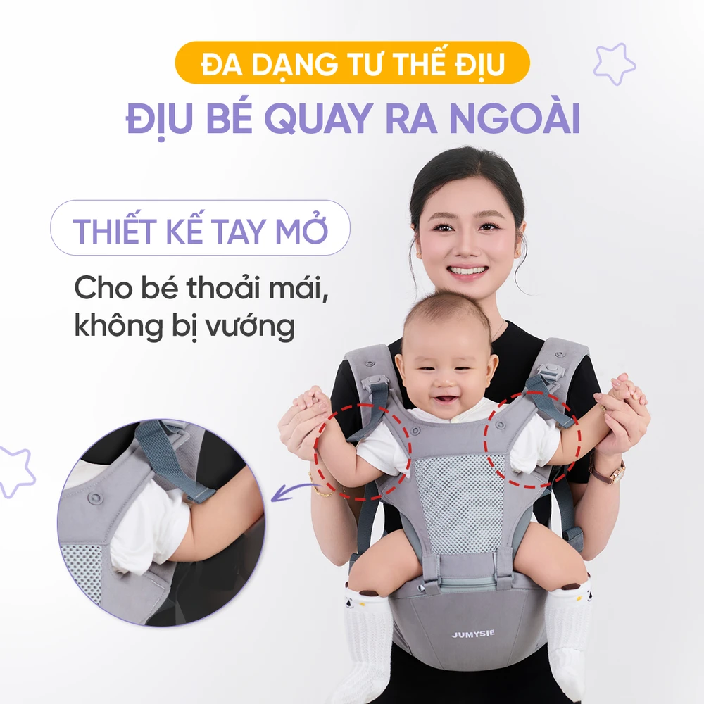 địu ngồi cho bé m8 jumysie thoáng khí trợ lực tốt