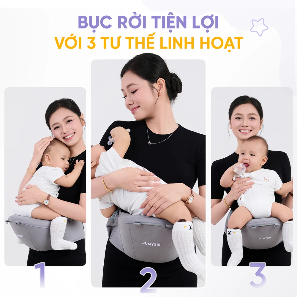 4 tư thế linh hoạt của địu ngồi cho bé m8