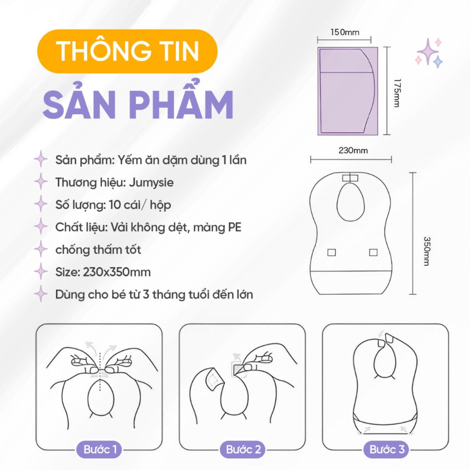 Yếm Ăn Dặm Dùng 1 Lần Jumysie – Tiện Lợi, Chống Thấm, Mềm Mại Cho Bé - Ảnh 5
