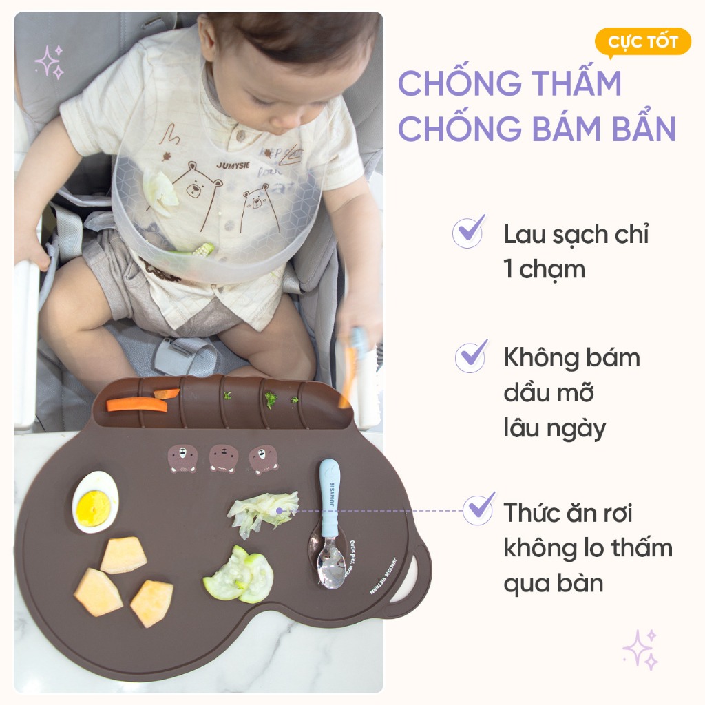 Thảm Lót Bàn Ăn Dặm Silicone Jumysie - Chống Trượt Cho Bé – Dễ Lau Chùi, An Toàn, Không BPA - Ảnh 3