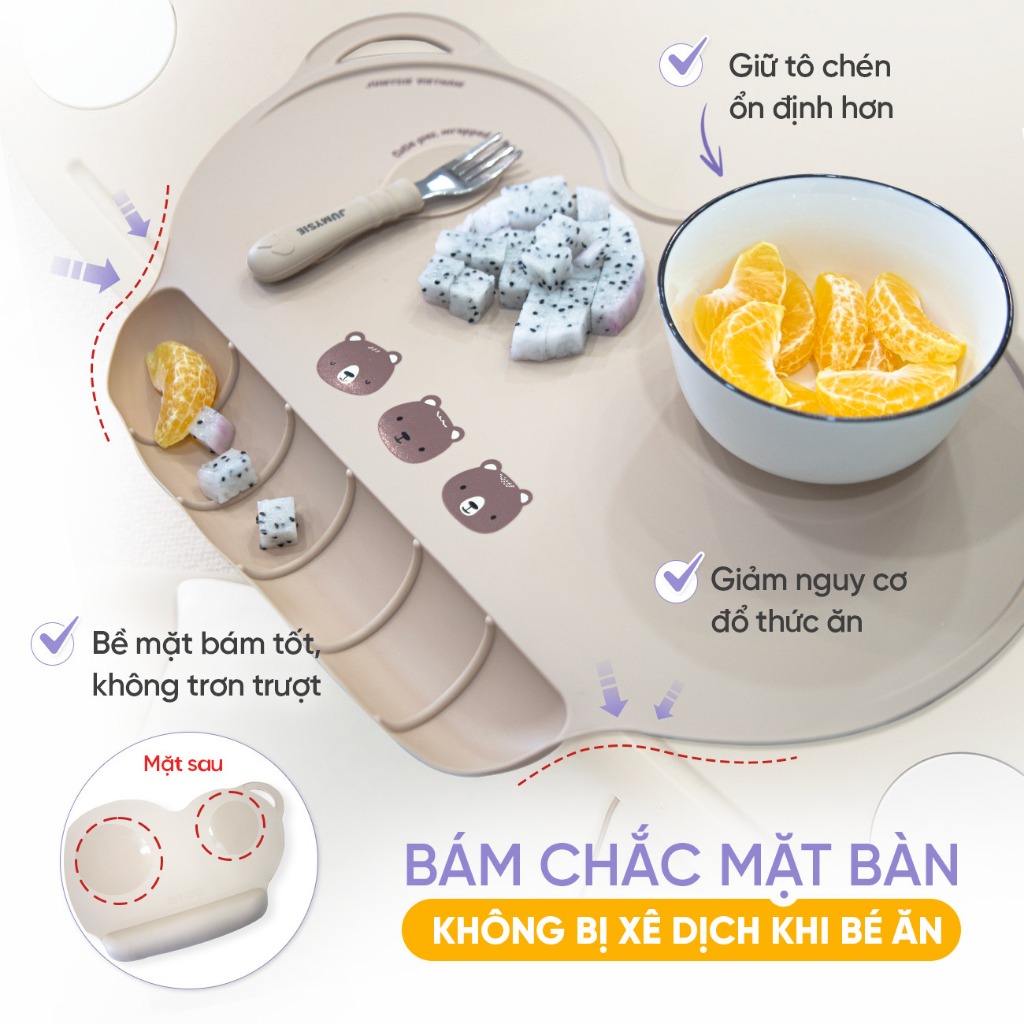 Thảm Lót Bàn Ăn Dặm Silicone Jumysie - Chống Trượt Cho Bé – Dễ Lau Chùi, An Toàn, Không BPA - Ảnh 5